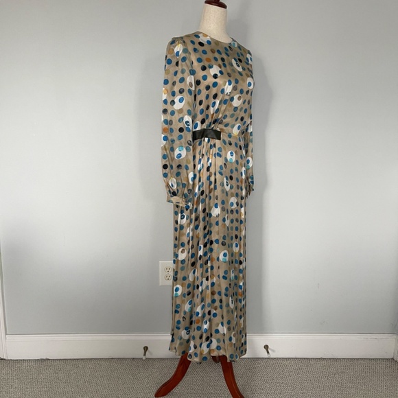 Hunter Bell Tan with Blue Polka Dot Dress - Size 4 - Picture 8 of 10